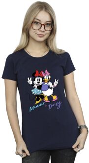 Disney Dames/Dames Minnie Mouse en Madeliefje T-shirt Katoen (Marineblauw) Navy - 2XL