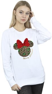 Disney Dames/Dames Minnie Mouse Luipaard Kerst Sweatshirt (Wit) - 5XL
