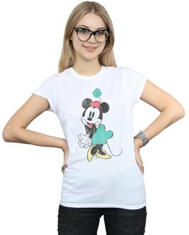Disney Dames/Dames Minnie Mouse Shamrock Hat Katoenen T-Shirt (Wit) - maat
