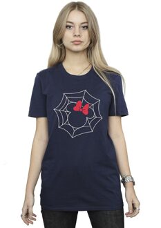Disney Dames/Dames Minnie Mouse Spinnenweb Katoenen Vriendje T-shirt (Marineblauw) Navy - 5XL