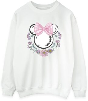 Disney Dames/Dames Minnie Mouse Strikjes & Bloemen Sweatshirt (Wit) - maat L