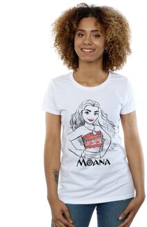 Disney Dames/Dames Moana Schets Katoenen T-Shirt (Wit) - maat L