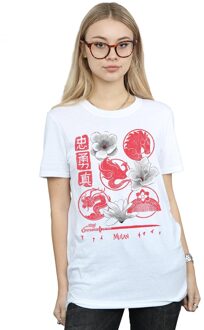 Disney Dames/Dames Mulan Film Pictogrammen Katoenen Vriendje T-shirt (Wit) - maat L