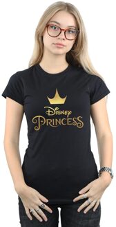 Disney Dames/Dames Prinses Kroon Logo Katoenen T-Shirt (Zwart) - S