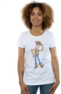 Disney Dames/Dames Toy Story 4 Sheriff Woody Pose Katoenen T-Shirt (Wit)