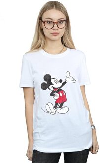 Disney Dames/Dames Traditioneel Wave Mickey Mouse Katoenen Vriendje T-shirt (Wit) - maat
