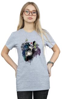 Disney Dames/Dames Villains Schets Katoenen Vriendje T-shirt (Sportgrijs) - maat 2XL Lichtgrijs