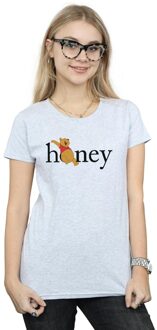 Disney Dames/Dames Winnie De Poeh Honing Katoenen T-Shirt (Sportgrijs) - maat Lichtgrijs