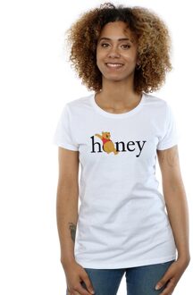 Disney Dames/Dames Winnie De Poeh Honing Katoenen T-Shirt (Wit) - maat