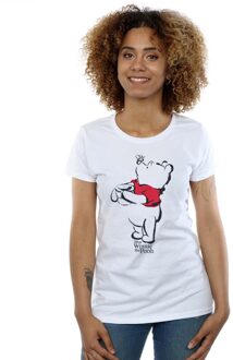 Disney Dames/Dames Winnie De Poeh Tekening Katoenen T-Shirt (Wit) - maat