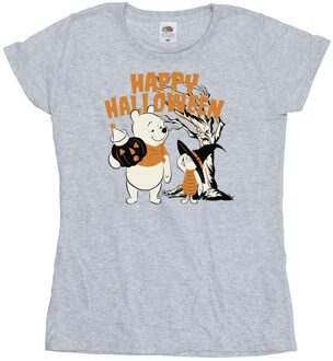 Disney Dames/Dames Winnie The Pooh en Knorretje Vrolijk Halloween T-shirt van katoen (Sportgrijs) Lichtgrijs