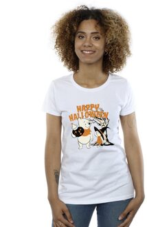 Disney Dames/Dames Winnie The Pooh en Knorretje Vrolijk Halloween T-shirt van katoen (Wit) - maat S