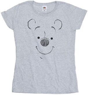 Disney Dames/Dames Winnie The Pooh Winnie The Pooh Gezicht Katoenen T-Shirt (Sportgrijs) - maat XL Lichtgrijs