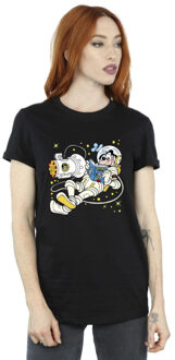 Disney dames goofy lezen in de ruimte katoenen vriendje t-shirt Zwart - XXXL