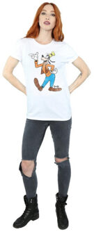 Disney dames klassiek goofy katoenen vriendje t-shirt Wit - XL