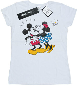 Disney dames mickey en minnie kus katoenen t-shirt Wit