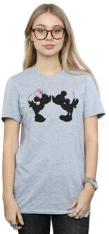Disney dames mickey minnie kiss silhouet katoenen vriend t-shirt Grijs - XXL