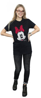 Disney dames mickey mouse distressed katoenen vriendje t-shirt Zwart - L
