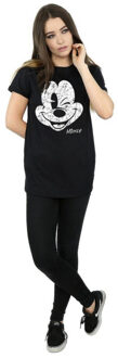 Disney dames mickey mouse distressed katoenen vriendje t-shirt Zwart - S
