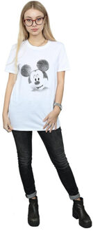 Disney dames mickey mouse gezicht katoenen vriend t-shirt Wit