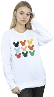 Disney dames mickey mouse hoofden vierkant sweatshirt Wit - L