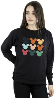 Disney dames mickey mouse hoofden vierkant sweatshirt Zwart