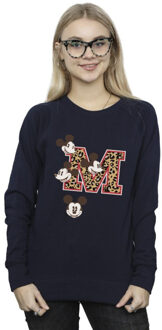 Disney dames mickey mouse m faces sweatshirt Blauw - XL
