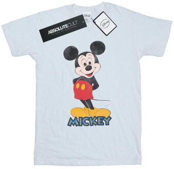 Disney dames mickey mouse retro pose katoenen vriendje t-shirt Wit - XL