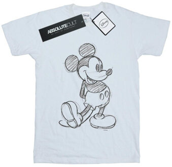 Disney dames mickey mouse schets kick katoenen vriendje t-shirt Wit - XXXL
