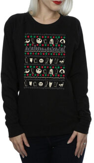 Disney dames nightmare before christmas feestelijke pictogrammen sweatshirt Zwart