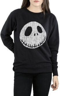 Disney dames nightmare before christmas jack gekraakt gezicht sweatshirt Zwart