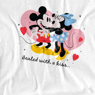 Disney Dames sealed h a kiss mickey & minnie mouse t-shirt Wit
