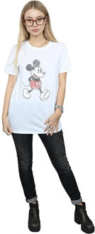Disney dames walking mickey mouse cotton boyfriend t-shirt Wit - S
