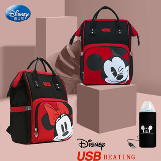 Disney Diaper Bag Mommy Baby Waterproof Heating USB Micky Cartoon Backpack Travel Bag Pregnant Women Backpack Large Capacity