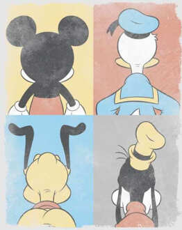 Disney Donald Duck Mickey Mouse Pluto Goofy Tiles Hoodie - Grey - L - Grey