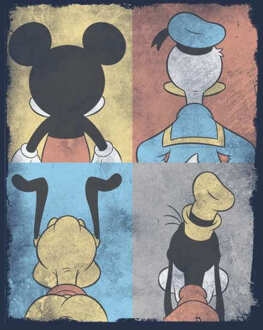 Disney Donald Duck Mickey Mouse Pluto Goofy Tiles Hoodie - Navy - L - Navy blauw