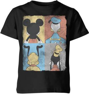 Disney Donald Duck Mickey Mouse Pluto Goofy Tiles Kids' T-Shirt - Black - 122/128 (7-8 jaar) - Zwart