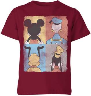 Disney Donald Duck Mickey Mouse Pluto Goofy Tiles Kids' T-Shirt - Burgundy - 122/128 (7-8 jaar) - Burgundy