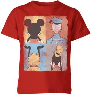 Disney Donald Duck Mickey Mouse Pluto Goofy Tiles Kids' T-Shirt - Red - 122/128 (7-8 jaar) - Rood