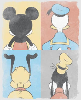 Disney Donald Duck Mickey Mouse Pluto Goofy Tiles Women's T-Shirt - Grey - S - Grey