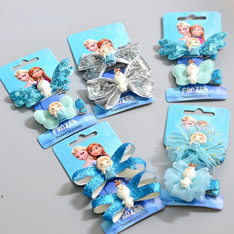 Disney Elsa Anna Princess Children Hair Pin Cute Bowknot Girls Clips Ornament New Fashion Lace Headwrap For Baby Birthday Gifts