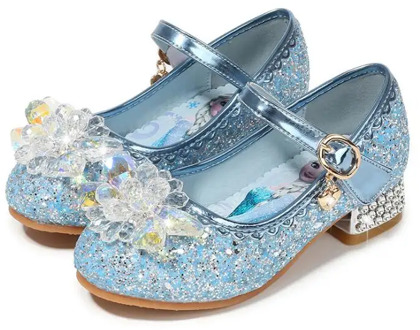 Disney Elsa Princess Girls Shoes Frozen Cartoon Dress Shoes For Girls Fashion Party Shoes With High Heels Christmas Gift