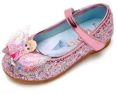 Disney Fashion Girls Summer Sandals Bowknot Leather Frozen Dress Flat-Heeled Shoes Elsa Princess Sandals Party Single Shoes