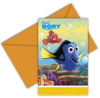 Disney Finding Dory uitnodigingen met enveloppe - Uitnodigingen Multikleur