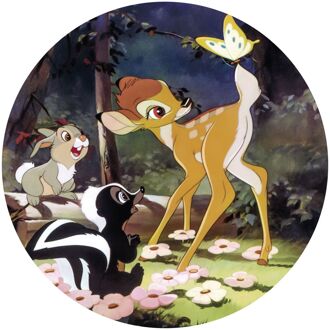 Disney Fotobehang - Bambi Butterfly 125x125cm - Rond - Vliesbehang - Zelfklevend Multikleur