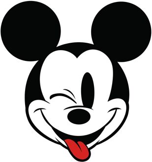 Disney Fotobehang - Mickey Head Optimism 125x125cm - Rond - Vliesbehang - Zelfklevend Multikleur