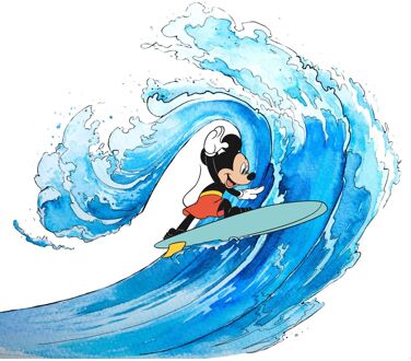 Disney Fotobehang - Mickey Surfing 300x280cm - Vliesbehang Multikleur