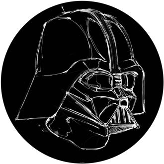 Disney Fotobehang - Star Wars Ink Vader 125x125cm - Rond - Vliesbehang - Zelfklevend Multikleur