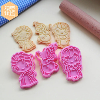 Disney Frozen 3D Cartoon Cookie Biscuit Mould ABS Plastic Roasting Tool Party Cookie Kitchen Bakeware Baking Tools