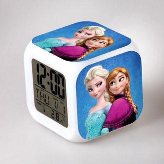 Disney Frozen Alarm Clock Toys FROZEN Snow Queen Princess Anna Colorful Mood Square Clock Can Be Luminous and Rechargeable